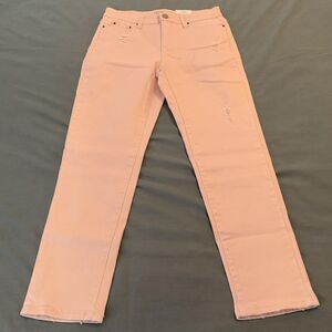 Time And Tru Boyfriend Jeans Womens 4 Pink Distressed Mid Rise Stretch Denim